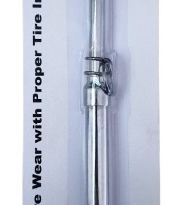 Medidor de presión de neumáticos con doble cabezal, rango 20-120LB, ideal para camiones, buses y maquinaria pesada. Presentado en su empaque original con diseño informativ